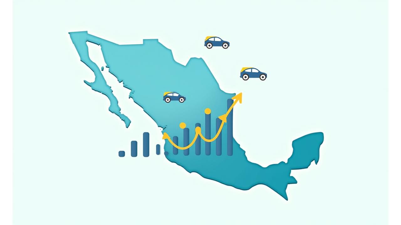 Infografía mostrando estadísticas de adopción de vehículos eléctricos en flotillas mexicanas y proyecciones gubernamentales.