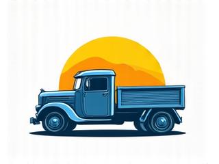 Logo que abstrae una carretera con montañas y el sol, que representa una empresa de transporte sólida y tradicional.