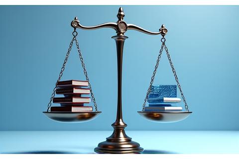 Representación de balanza de la justicia y documentos legales.
